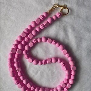 Crossbody Wood Beaded Phone Leash/Strap Pink